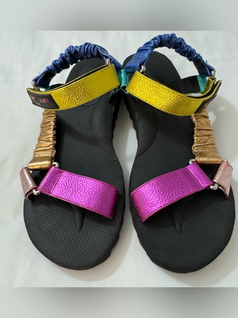 Kurt Geiger Multicolor Strappy Logo Metallic Sandals Women's SummerCasual